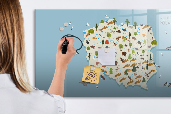 Tablica magnetyczna z pisakiem Mapa przyrody Polski z miejscami na zdjęcia