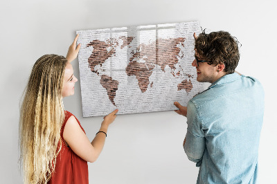 Magnetyczna tablica do rysowania Mapa świata z miejscami na zdjęcia