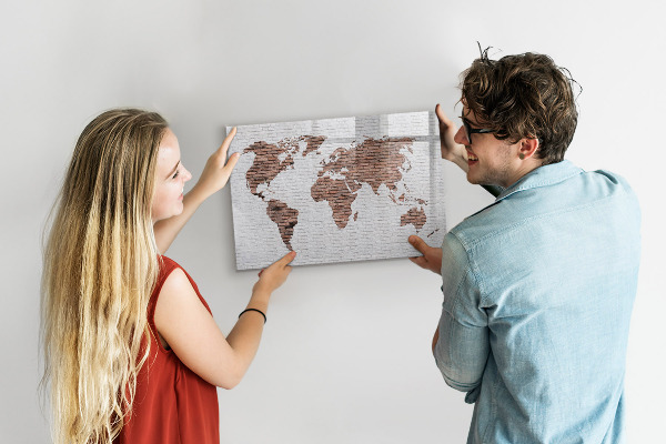 Magnetyczna tablica do rysowania Mapa świata z miejscami na zdjęcia