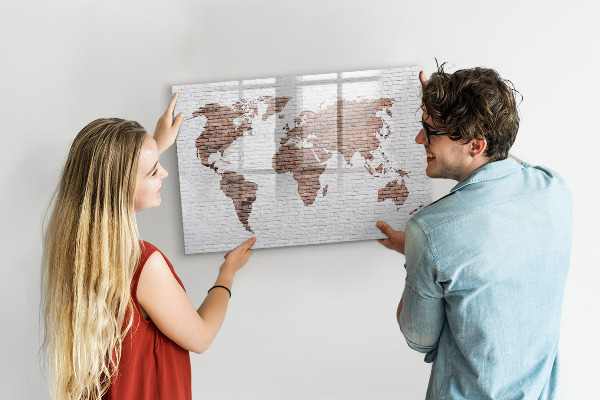 Magnetyczna tablica do rysowania Mapa świata z miejscami na zdjęcia