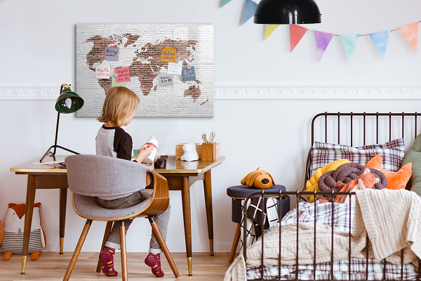 Magnetyczna tablica do rysowania Mapa świata z miejscami na zdjęcia