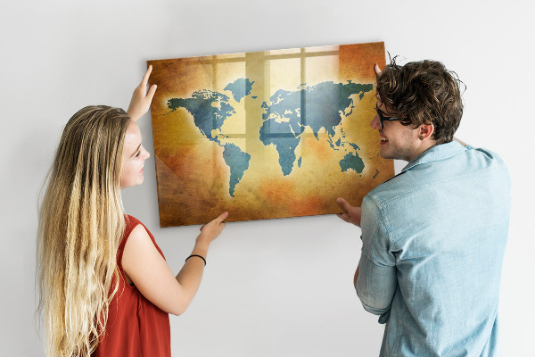 Magnetyczna tablica do rysowania Mapa świata z miejscem na zdjęcia