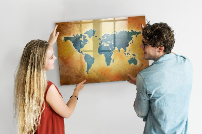 Magnetyczna tablica do rysowania Mapa świata z miejscem na zdjęcia