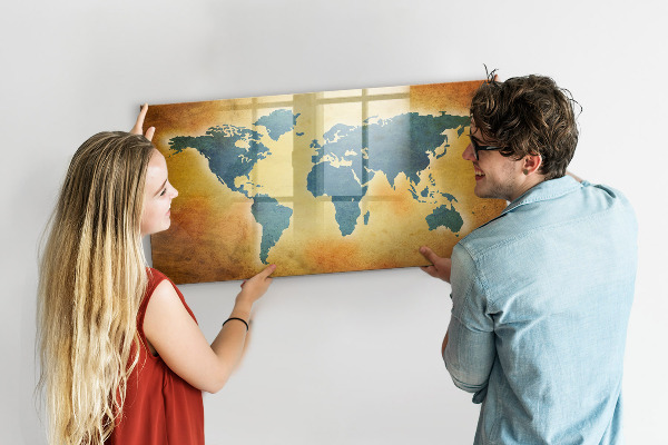 Magnetyczna tablica do rysowania Mapa świata z miejscem na zdjęcia