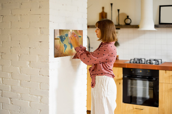 Magnetyczna tablica do rysowania Mapa świata z miejscem na zdjęcia