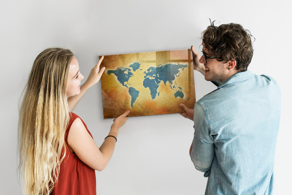 Magnetyczna tablica do rysowania Mapa świata z miejscem na zdjęcia