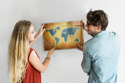 Magnetyczna tablica do rysowania Mapa świata z miejscem na zdjęcia