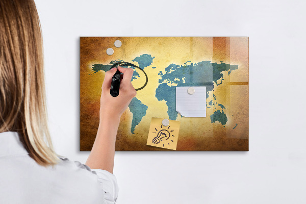 Magnetyczna tablica do rysowania Mapa świata z miejscem na zdjęcia