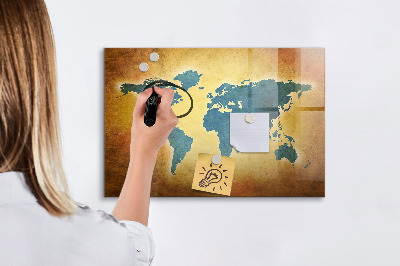 Magnetyczna tablica do rysowania Mapa świata z miejscem na zdjęcia