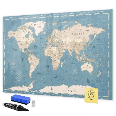 Tablica magnetyczna z pisakiem Mapa świata z osobistymi wspomnieniami