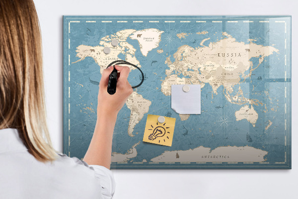 Tablica magnetyczna z pisakiem Mapa świata z osobistymi wspomnieniami