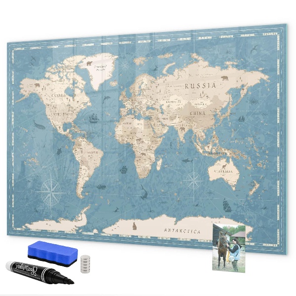 Tablica magnetyczna z pisakiem Mapa świata z osobistymi wspomnieniami