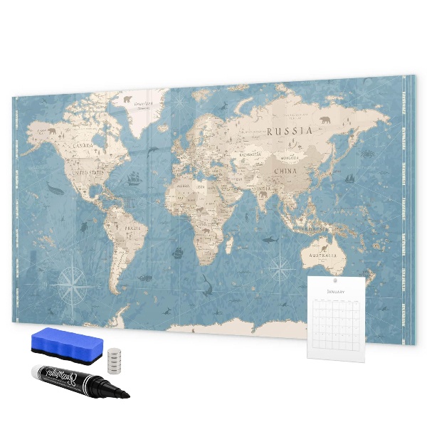 Tablica magnetyczna z pisakiem Mapa świata z osobistymi wspomnieniami