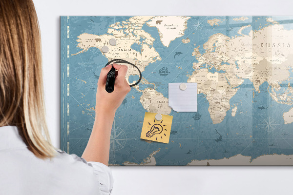 Tablica magnetyczna z pisakiem Mapa świata z osobistymi wspomnieniami