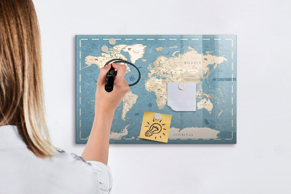 Tablica magnetyczna z pisakiem Mapa świata z osobistymi wspomnieniami