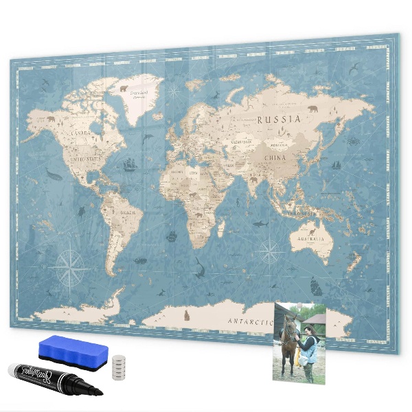 Tablica magnetyczna z pisakiem Mapa świata z osobistymi wspomnieniami