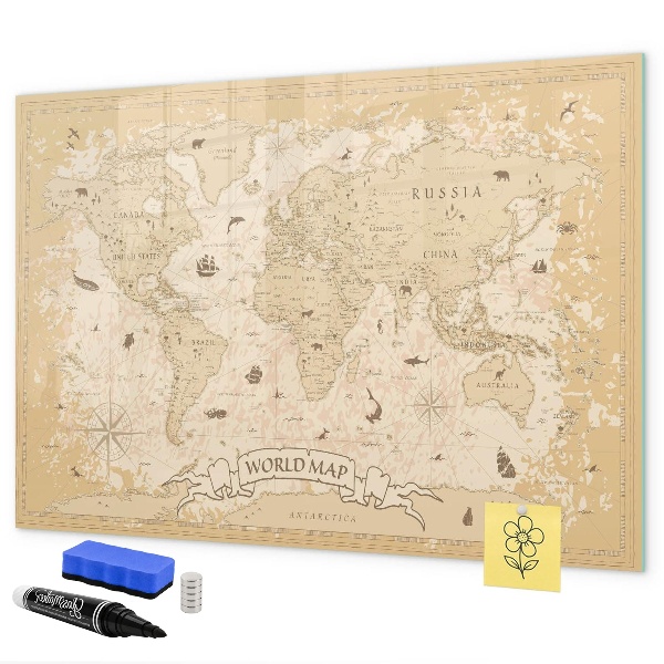 Magnetyczna tablica do rysowania Mapa świata z zdjęciami i akcesoriami