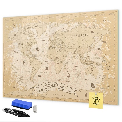 Magnetyczna tablica do rysowania Mapa świata z zdjęciami i akcesoriami