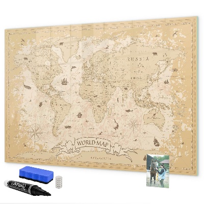 Magnetyczna tablica do rysowania Mapa świata z zdjęciami i akcesoriami