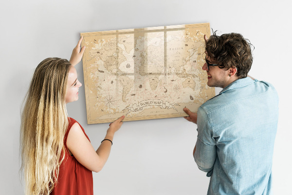 Magnetyczna tablica do rysowania Mapa świata z zdjęciami i akcesoriami