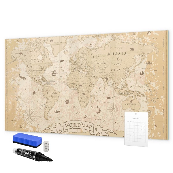 Magnetyczna tablica do rysowania Mapa świata z zdjęciami i akcesoriami