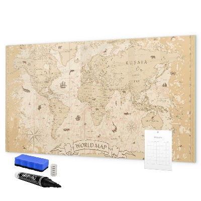 Magnetyczna tablica do rysowania Mapa świata z zdjęciami i akcesoriami