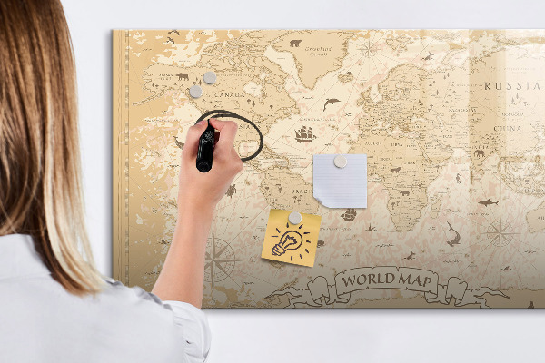 Magnetyczna tablica do rysowania Mapa świata z zdjęciami i akcesoriami