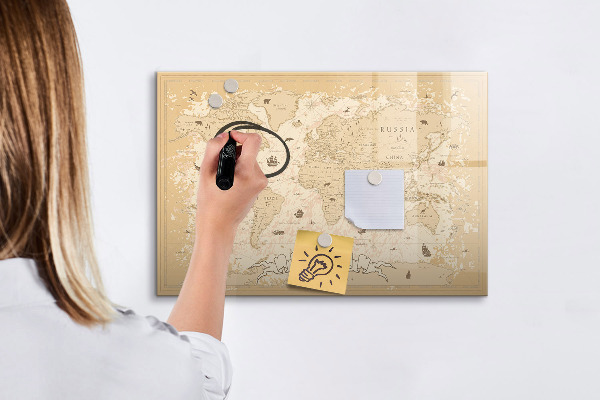 Magnetyczna tablica do rysowania Mapa świata z zdjęciami i akcesoriami