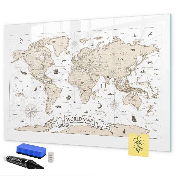 Tablica do rysowania magnetyczna Mapa świata z miejscami na zdjęcia
