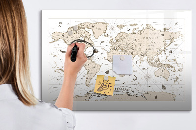 Tablica do rysowania magnetyczna Mapa świata z miejscami na zdjęcia