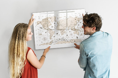 Tablica do rysowania magnetyczna Mapa świata z miejscami na zdjęcia