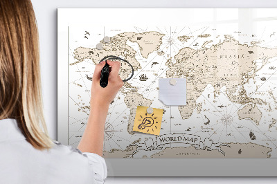 Tablica do rysowania magnetyczna Mapa świata z miejscami na zdjęcia