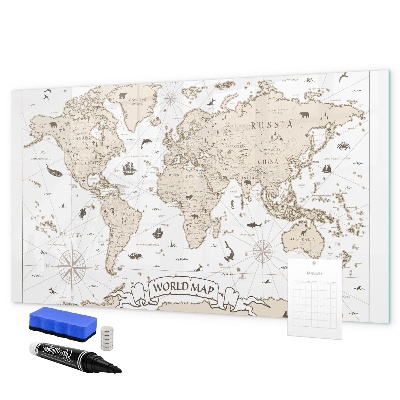Tablica do rysowania magnetyczna Mapa świata z miejscami na zdjęcia