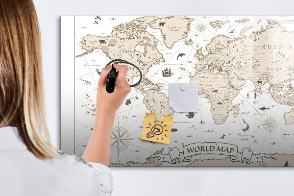Tablica do rysowania magnetyczna Mapa świata z miejscami na zdjęcia