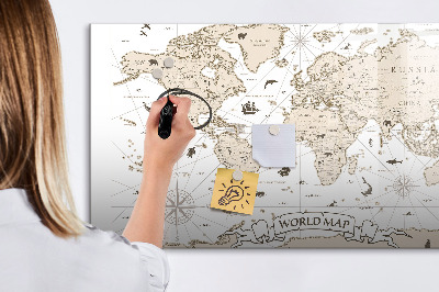 Tablica do rysowania magnetyczna Mapa świata z miejscami na zdjęcia