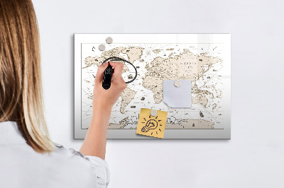 Tablica do rysowania magnetyczna Mapa świata z miejscami na zdjęcia