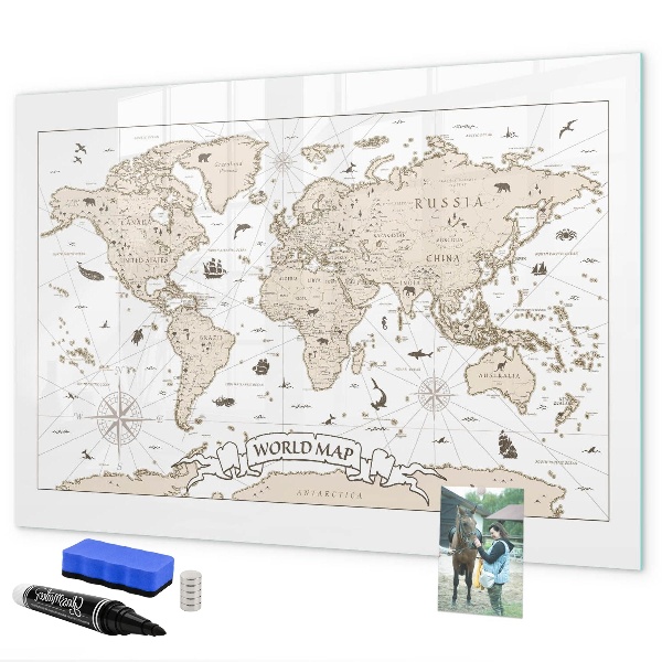 Tablica do rysowania magnetyczna Mapa świata z miejscami na zdjęcia