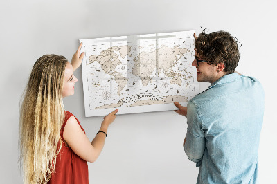 Tablica do rysowania magnetyczna Mapa świata z miejscami na zdjęcia