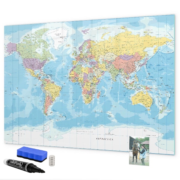 Magnetyczna tablica do rysowania Mapa świata z osobistymi wspomnieniami