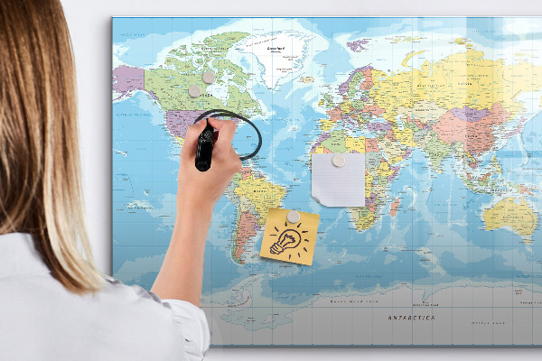 Magnetyczna tablica do rysowania Mapa świata z osobistymi wspomnieniami
