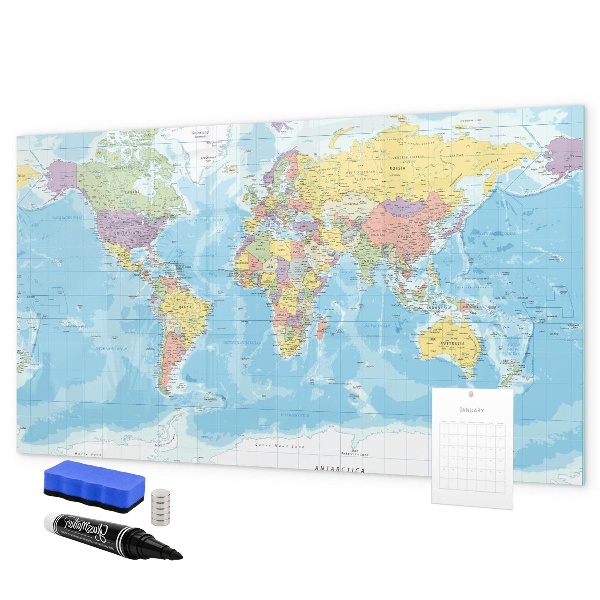 Magnetyczna tablica do rysowania Mapa świata z osobistymi wspomnieniami
