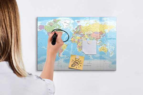 Magnetyczna tablica do rysowania Mapa świata z osobistymi wspomnieniami