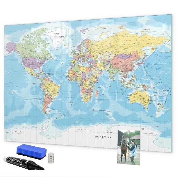 Magnetyczna tablica do rysowania Mapa świata z osobistymi wspomnieniami