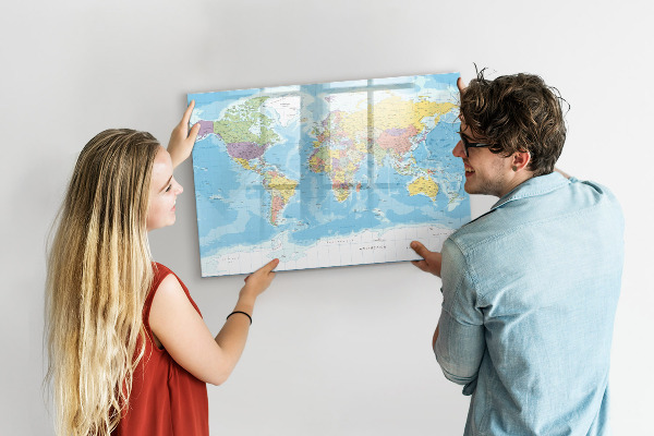 Magnetyczna tablica do rysowania Mapa świata z osobistymi wspomnieniami