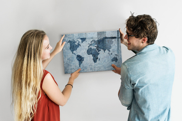 Tablica do rysowania magnetyczna Mapa świata z osobistymi wspomnieniami