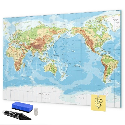 Tablica do rysowania magnetyczna Mapa świata z zdjęciami i akcesoriami