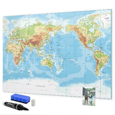 Tablica do rysowania magnetyczna Mapa świata z zdjęciami i akcesoriami