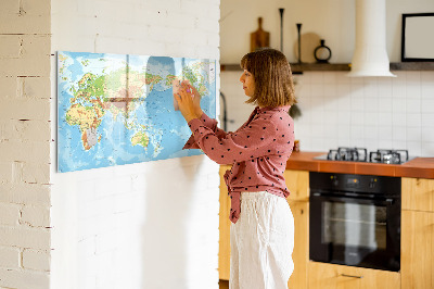Tablica do rysowania magnetyczna Mapa świata z zdjęciami i akcesoriami