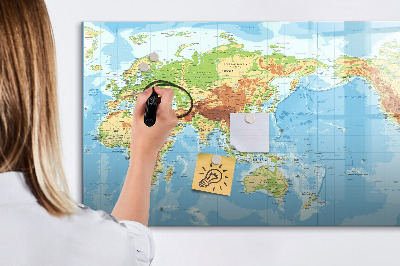 Tablica do rysowania magnetyczna Mapa świata z zdjęciami i akcesoriami