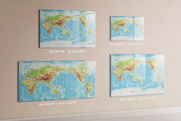 Tablica do rysowania magnetyczna Mapa świata z zdjęciami i akcesoriami
